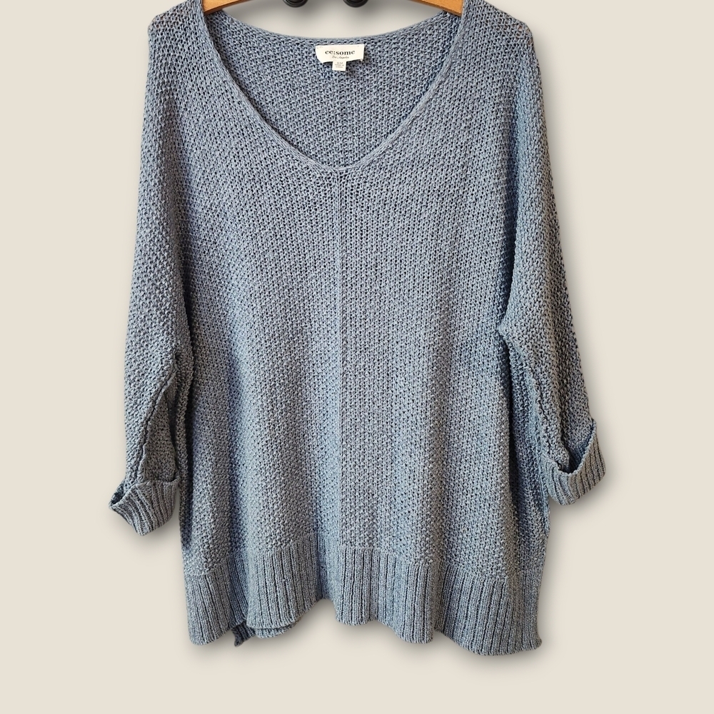 EE:Some Split Hem Open Knit Top Sz S/M
